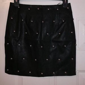 Faux leather studded front mini skirt